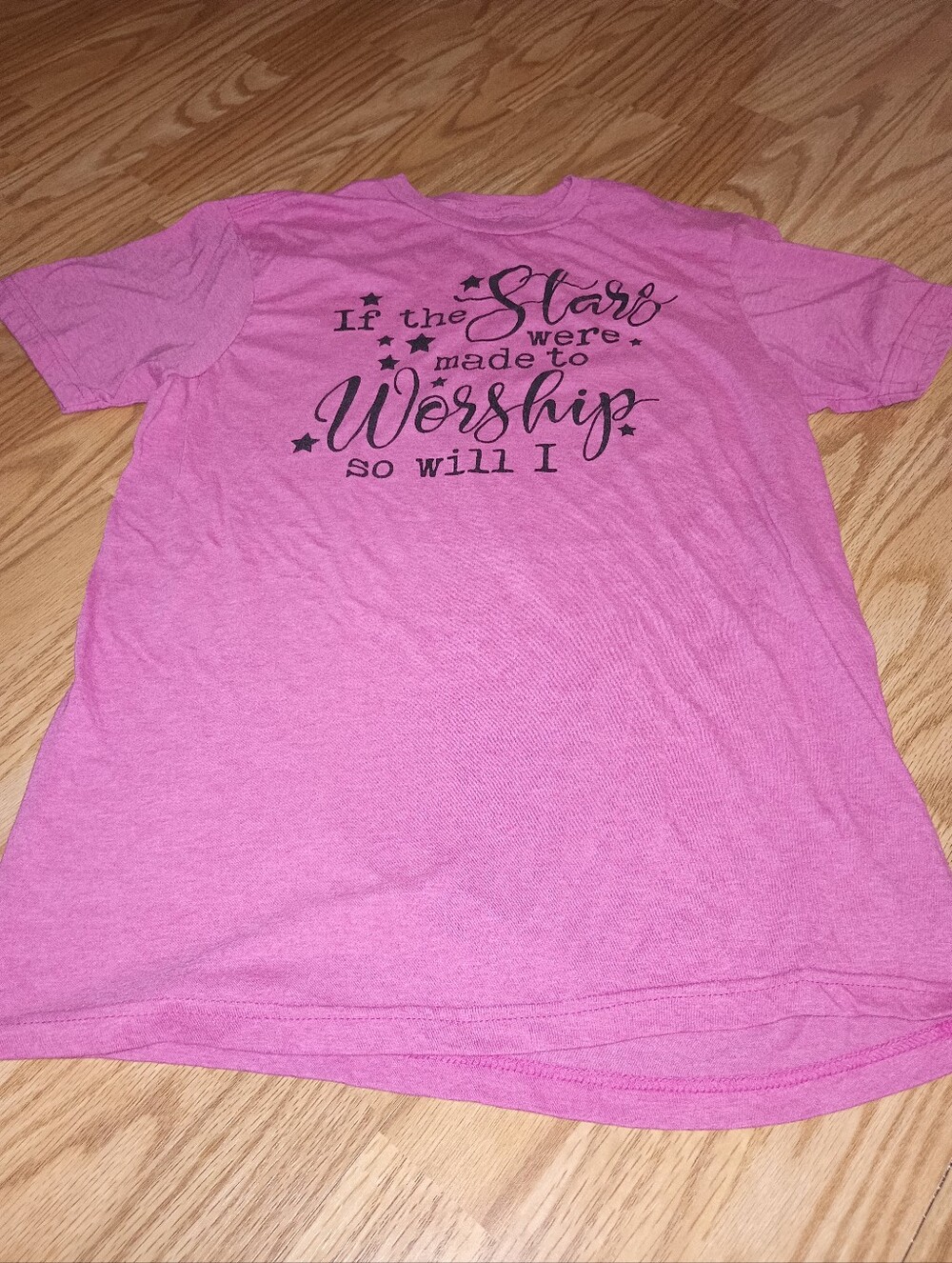 Christian Tee. Heathered Pink & Black. Women's M